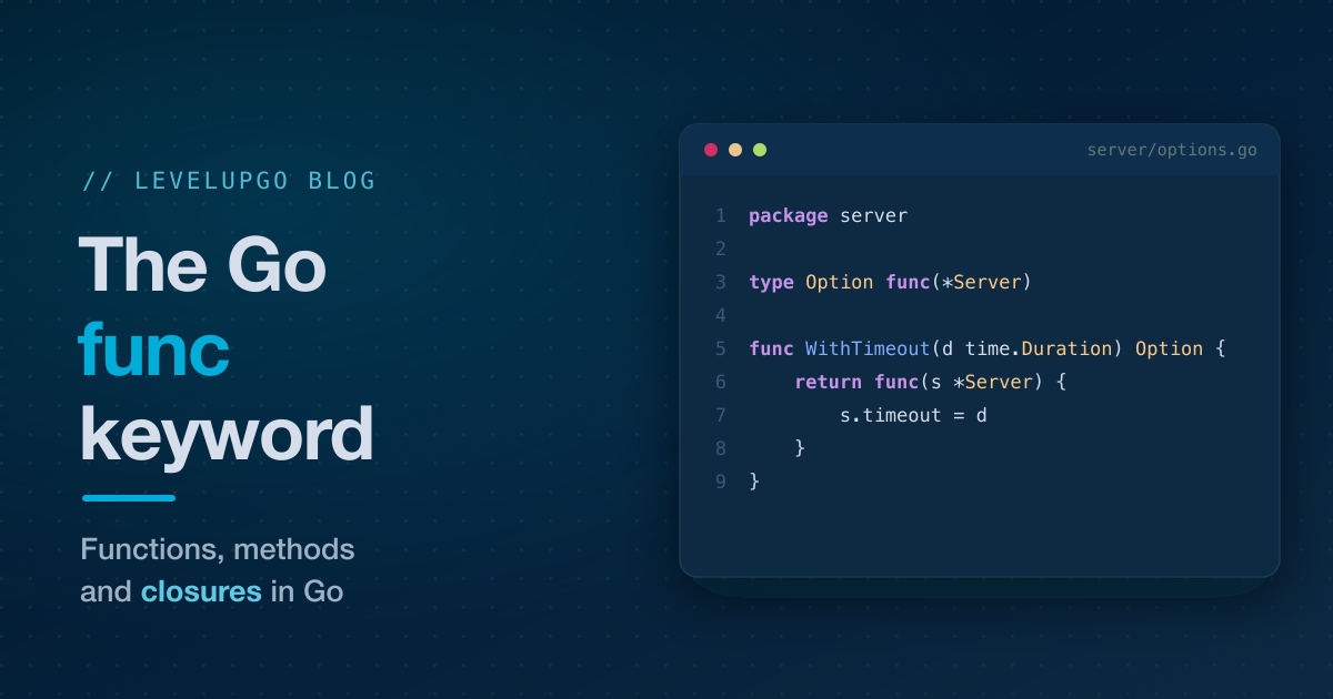 The Go func Keyword: Functions, Methods and Closures
