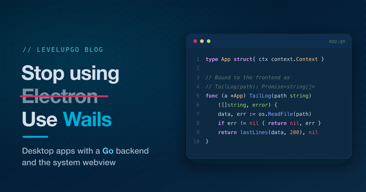 Schluss mit Electron, nimm Wails: Desktop-Apps mit Go 2026